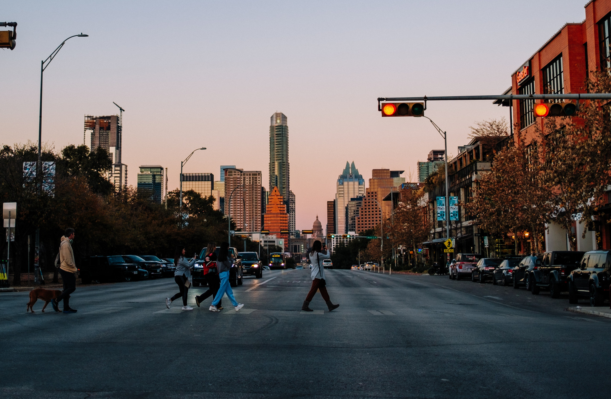 Sunset on the streets of Austin, Texas