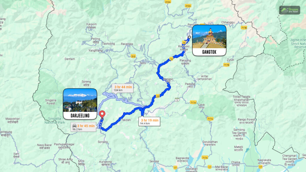 Gangtok To Darjeeling Distance And Travel Time